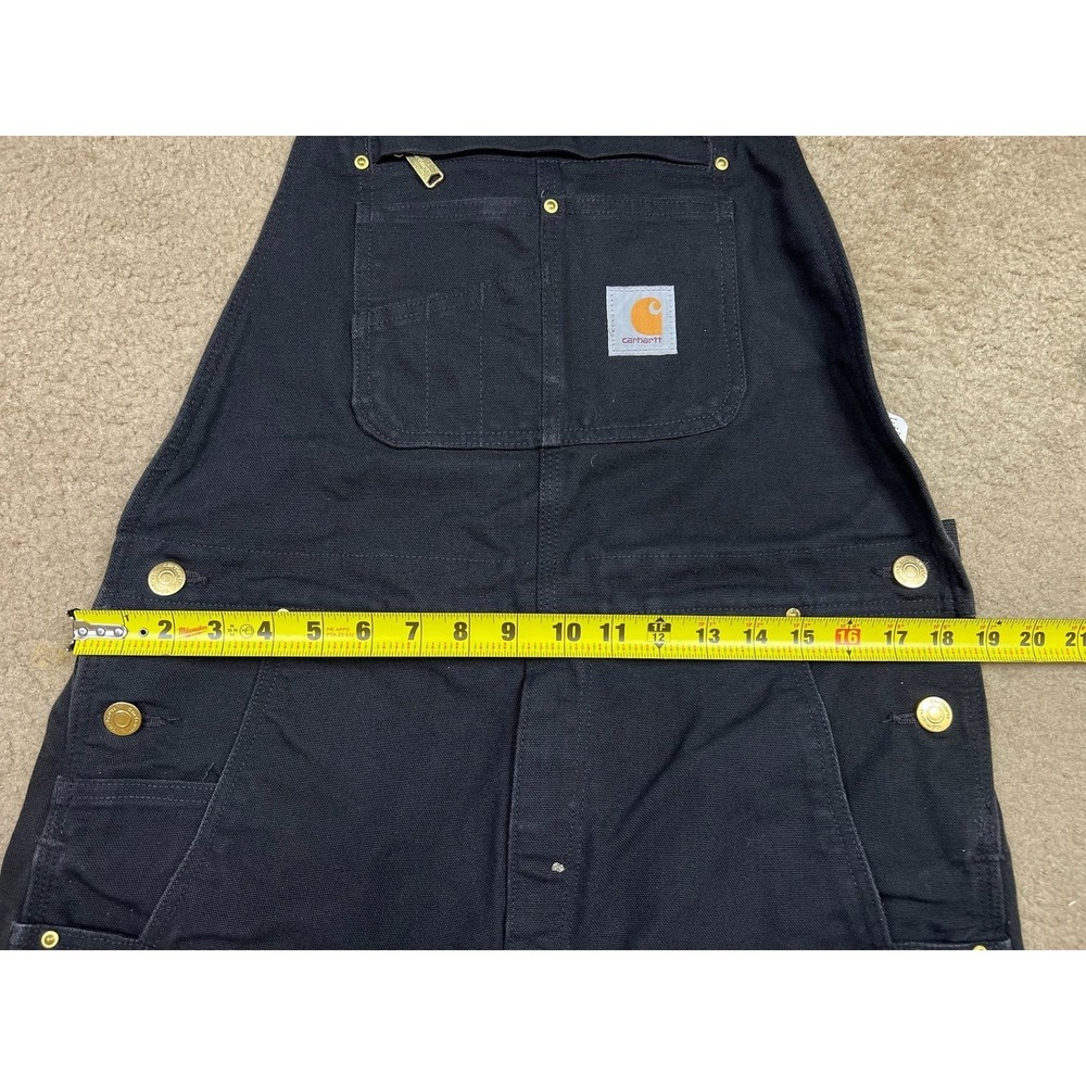Carhartt Overalls Mens 34x36 Black Relaxed Fit Duck Canvas Bib Utility Workwear - Picture 11 of 16